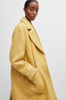Half-lined coat in multi-colored twill, Patterned