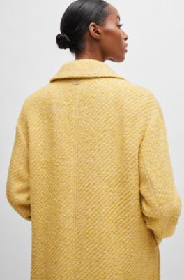 Half-lined coat in multi-colored twill, Patterned