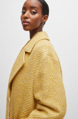 Half-lined coat in multi-colored twill, Patterned