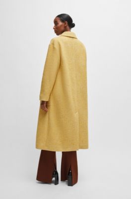 Half-lined coat in multi-colored twill, Patterned