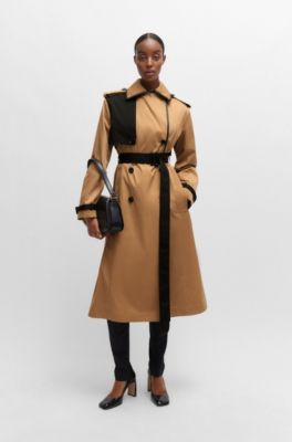 Water-repellent trench coat with contrast details, Beige