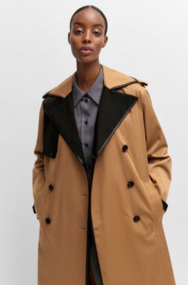 BOSS - Water-repellent trench coat with contrast details - Beige