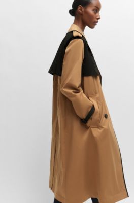 BOSS - Water-repellent trench coat with contrast details - Beige