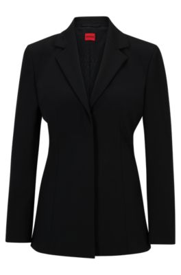 Hugo Regular-fit Jacket In Super-stretch Material In Black