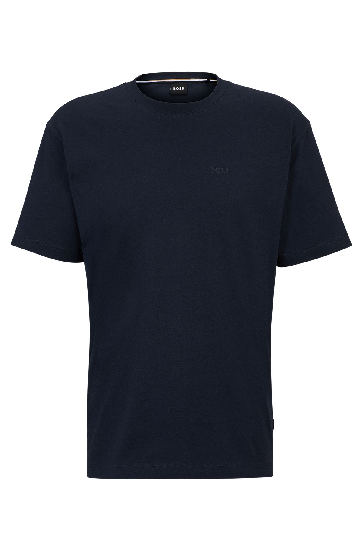 T-shirt Regular Fit en jersey de coton avec motif artistique saisonnier, Bleu foncé