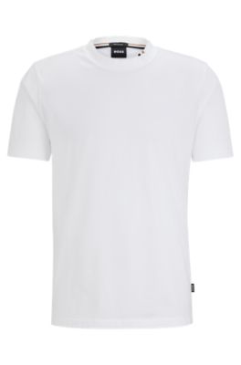 Hugo Boss Cotton-jersey T-shirt With Signature-stripe Collar In White