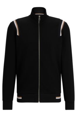 BOSS - Zip-up sweatshirt with signature-stripe trims