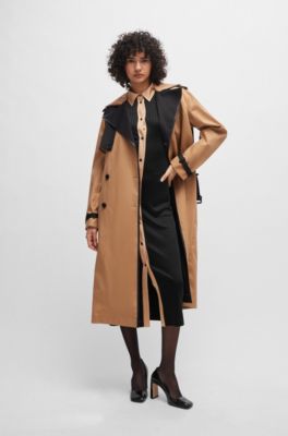 Vestido largo estilo camisa en punto de canal&eacute;, Negro