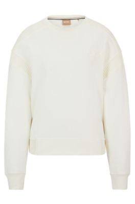Hugo Boss Sweatshirt With Embossed Logo And Knitted Tape In White