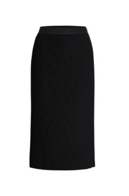 Hugo Boss Stretch-tulle Skirt With Wavy Pliss Pleats In Black