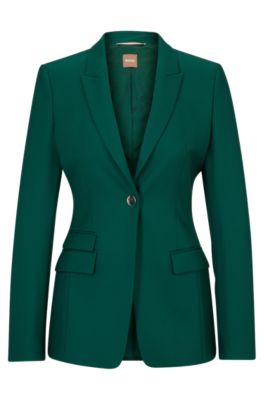 Shop Hugo Boss Slim-fit Jacket In Virgin-wool Twill In Light Green