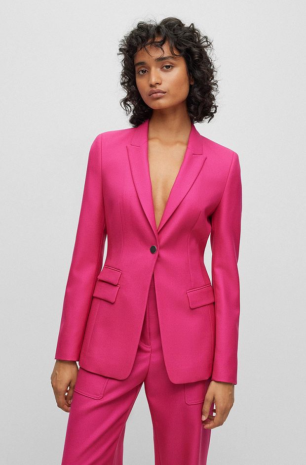 Slim-fit jacket in virgin-wool twill, Pink