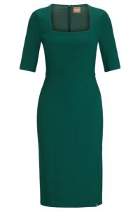 BOSS Slim fit dress with square neckline