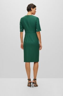 BOSS - Slim-fit dress with square neckline 