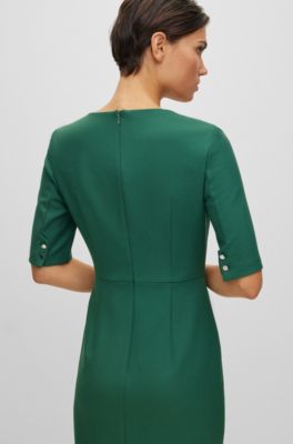 BOSS - Slim-fit dress with square neckline 