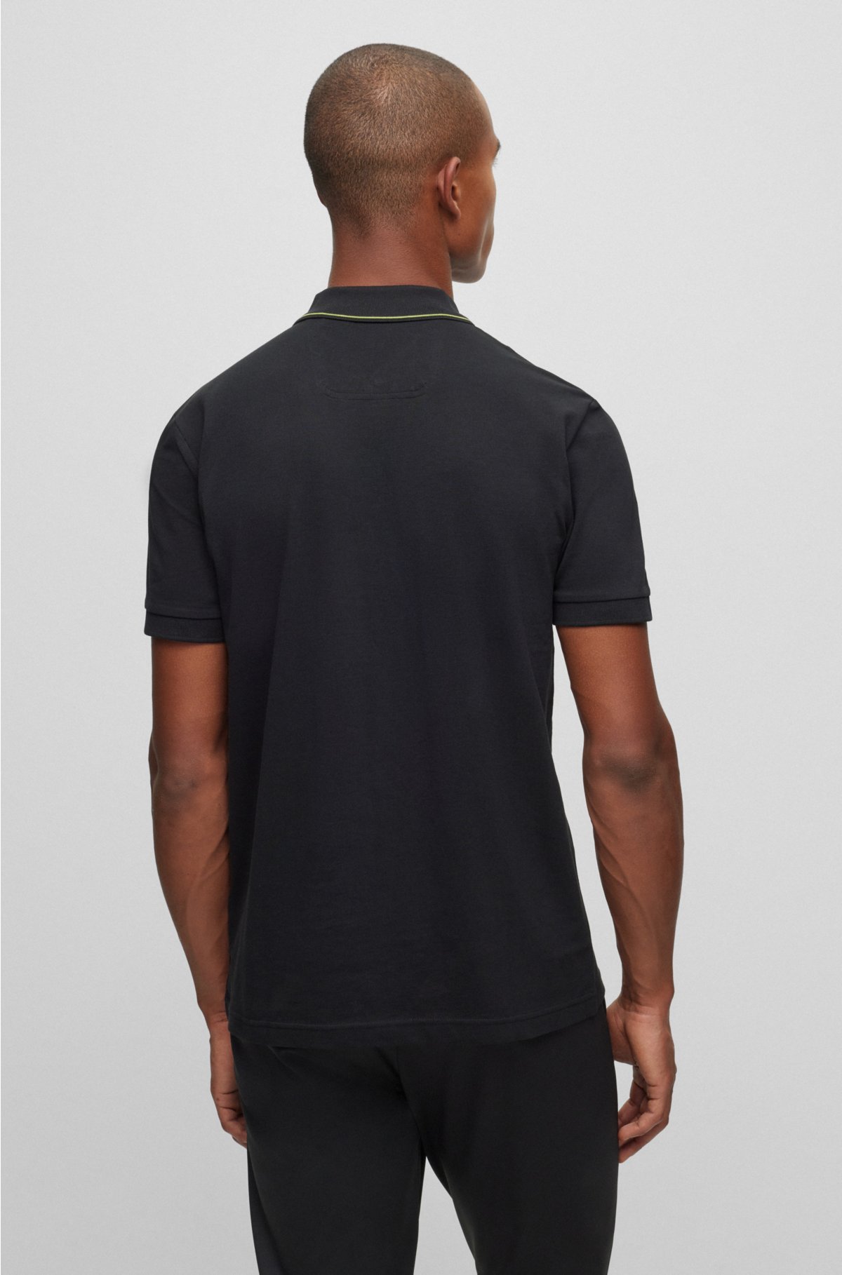 Cotton-piqué slim-fit polo shirt with logo details, Dark Grey