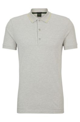 BOSS - Cotton-piqué slim-fit polo shirt with logo details