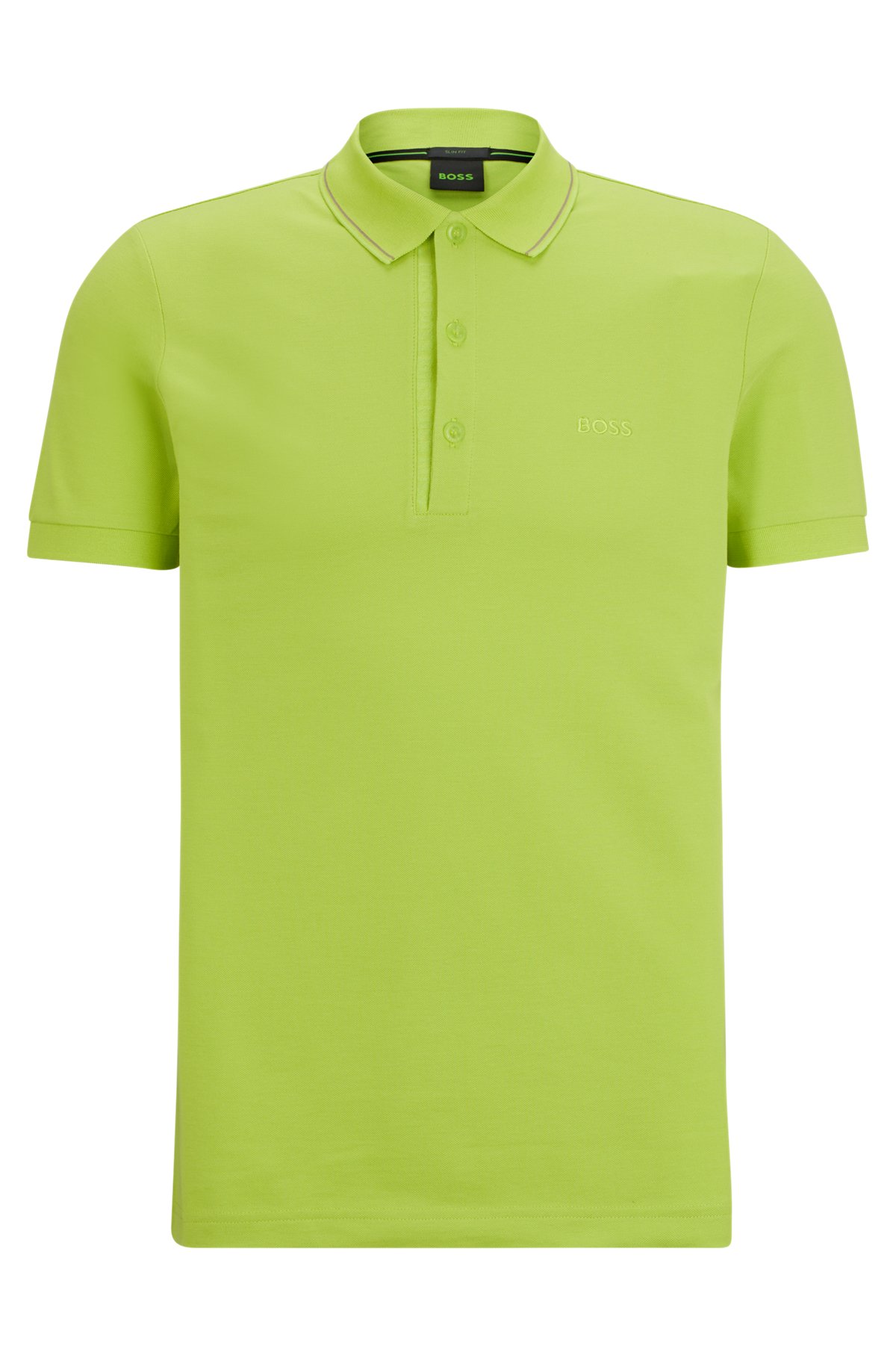 Cotton-piqué slim-fit polo shirt with logo details, Green