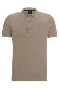 Cotton-piqué slim-fit polo shirt with logo details, Light Green