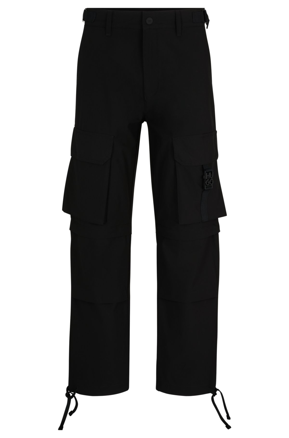 HUGO - Regular-fit cargo trousers strap with stacked-logo