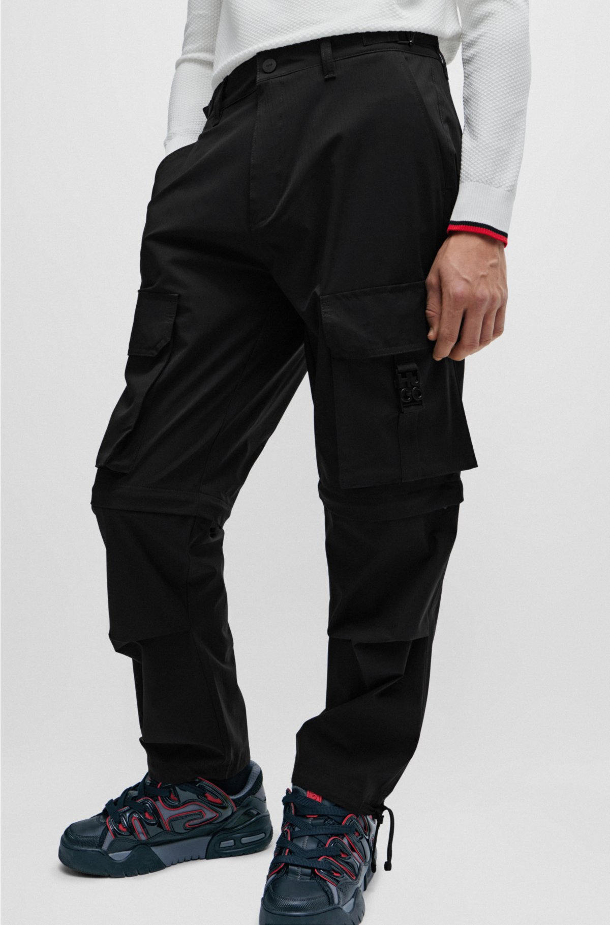 Regular-fit cargo trousers with stacked-logo strap