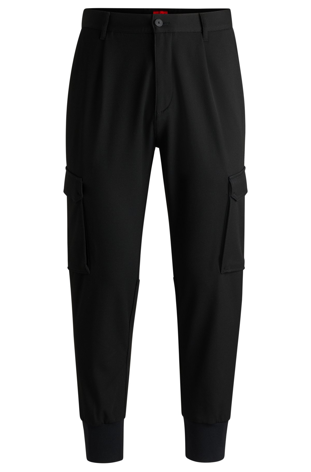 HUGO - Slim-fit trousers in stretch gabardine - Black HUGO - Slim-fit trousers in stretch gabardine - Black