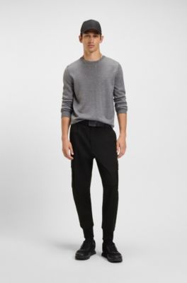 Slim-fit trousers in stretch material, Black