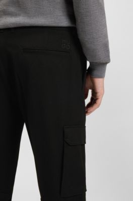 Slim-fit trousers in stretch material, Black