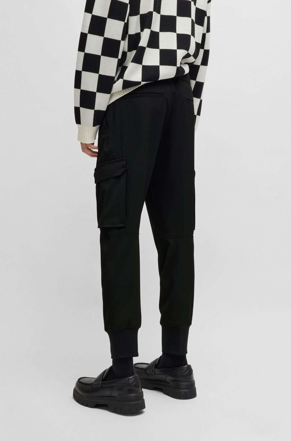HUGO - Slim-fit trousers in stretch gabardine - Black HUGO - Slim-fit trousers in stretch gabardine - Black
