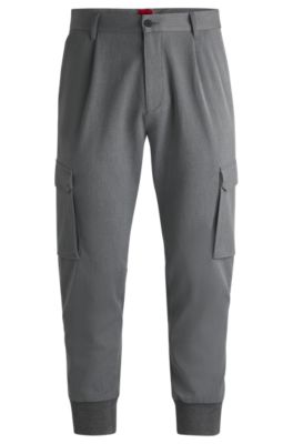 Slim-fit trousers in stretch material, Light Grey
