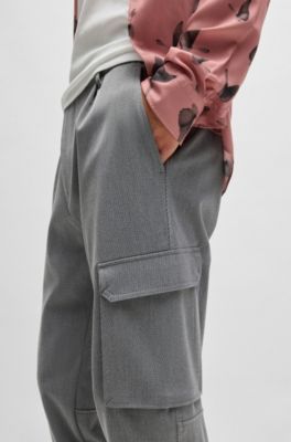 Slim-fit trousers in stretch material, Light Grey