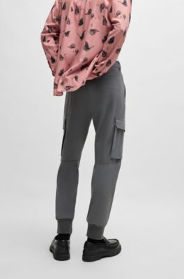 Slim-fit trousers in stretch material, Light Grey