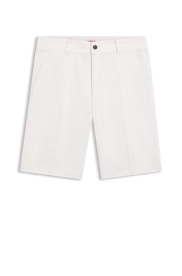 Regular-fit shorts with slim leg and buttoned pockets, White