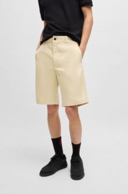 Regular-fit shorts with slim leg and buttoned pockets, Light Beige