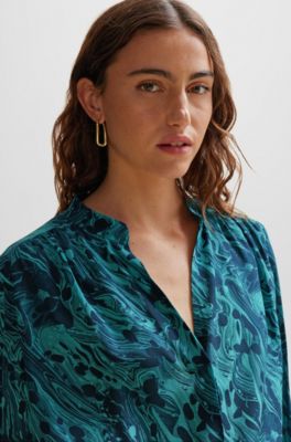 Chemisier Regular Fit en soie imprim&eacute;e num&eacute;riquement, Fantaisie