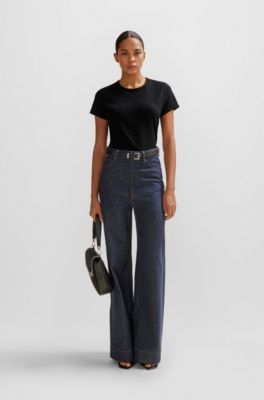 T-shirt with 3D-structured knitted monograms, Black