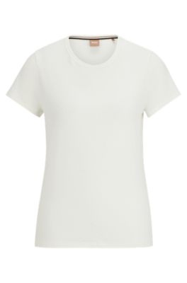 T-shirt with 3D-structured knitted monograms, White