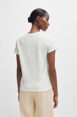 T-shirt with 3D-structured knitted monograms, White