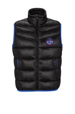 Shop Hugo Boss Boss X Nfl Water-repellent Padded Gilet With Collaborative Branding In Giants