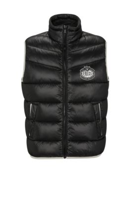Hugo Boss Boss X Nfl Water-repellent Padded Gilet With Collaborative Branding In Raiders