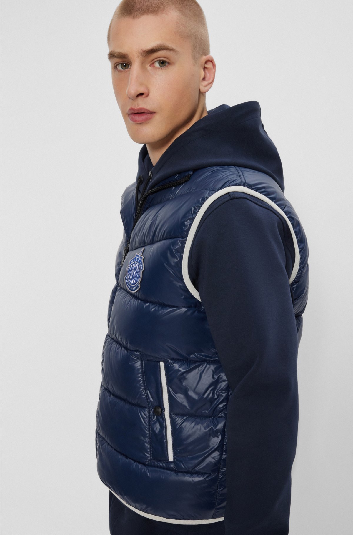  BOSS x NFL water-repellent padded gilet with collaborative branding, Cowboys