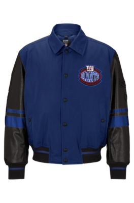 Shop Hugo Boss Boss X Nfl Water-repellent Bomber Jacket With Collaborative Branding In Giants