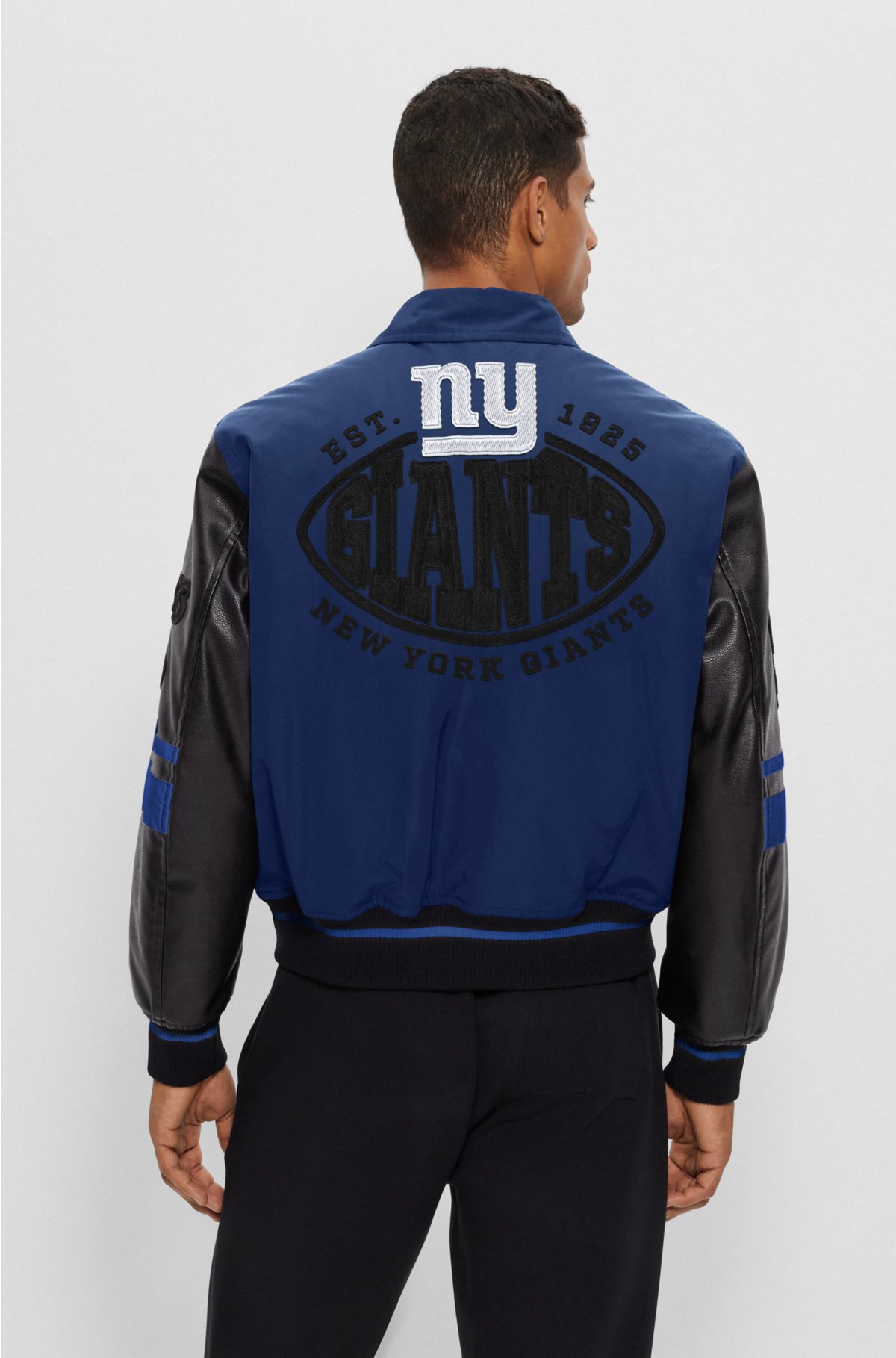  BOSS x NFL water-repellent bomber jacket with collaborative branding, Giants