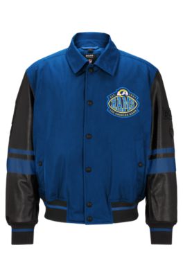 Hugo Boss Boss X Nfl Water-repellent Bomber Jacket With Collaborative Branding In Rams