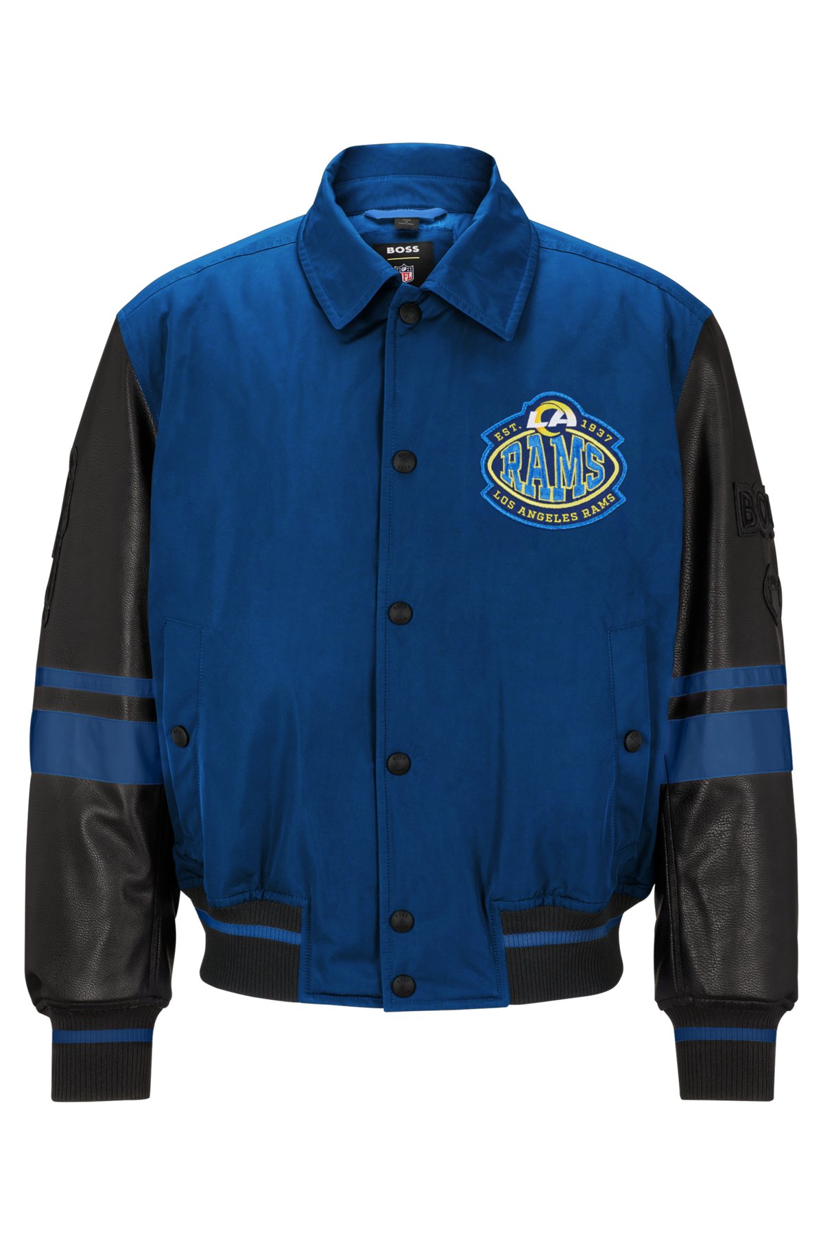  BOSS x NFL water-repellent bomber jacket with collaborative branding, Rams
