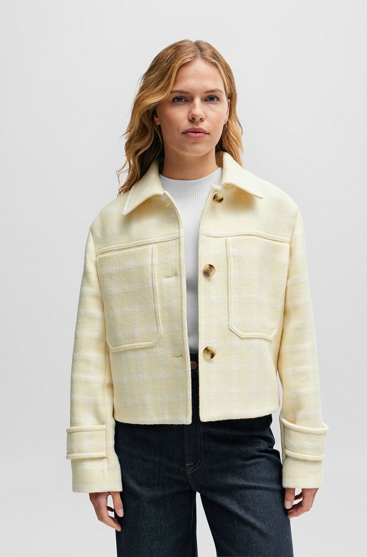 Relaxed-fit jacket in Italian checked cloth, Patterned