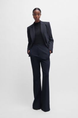 Regular-fit trousers in stretch twill with flared leg