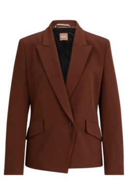 Shop Hugo Boss Regular-fit Jacket In Stretch Twill In Brown