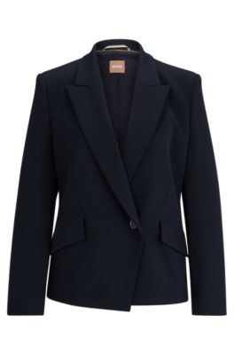Shop Hugo Boss Regular-fit Jacket In Stretch Twill In Dark Blue