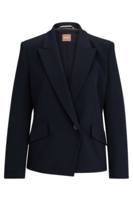 Hugo Boss Regular-fit Jacket In Stretch Twill In Dark Blue